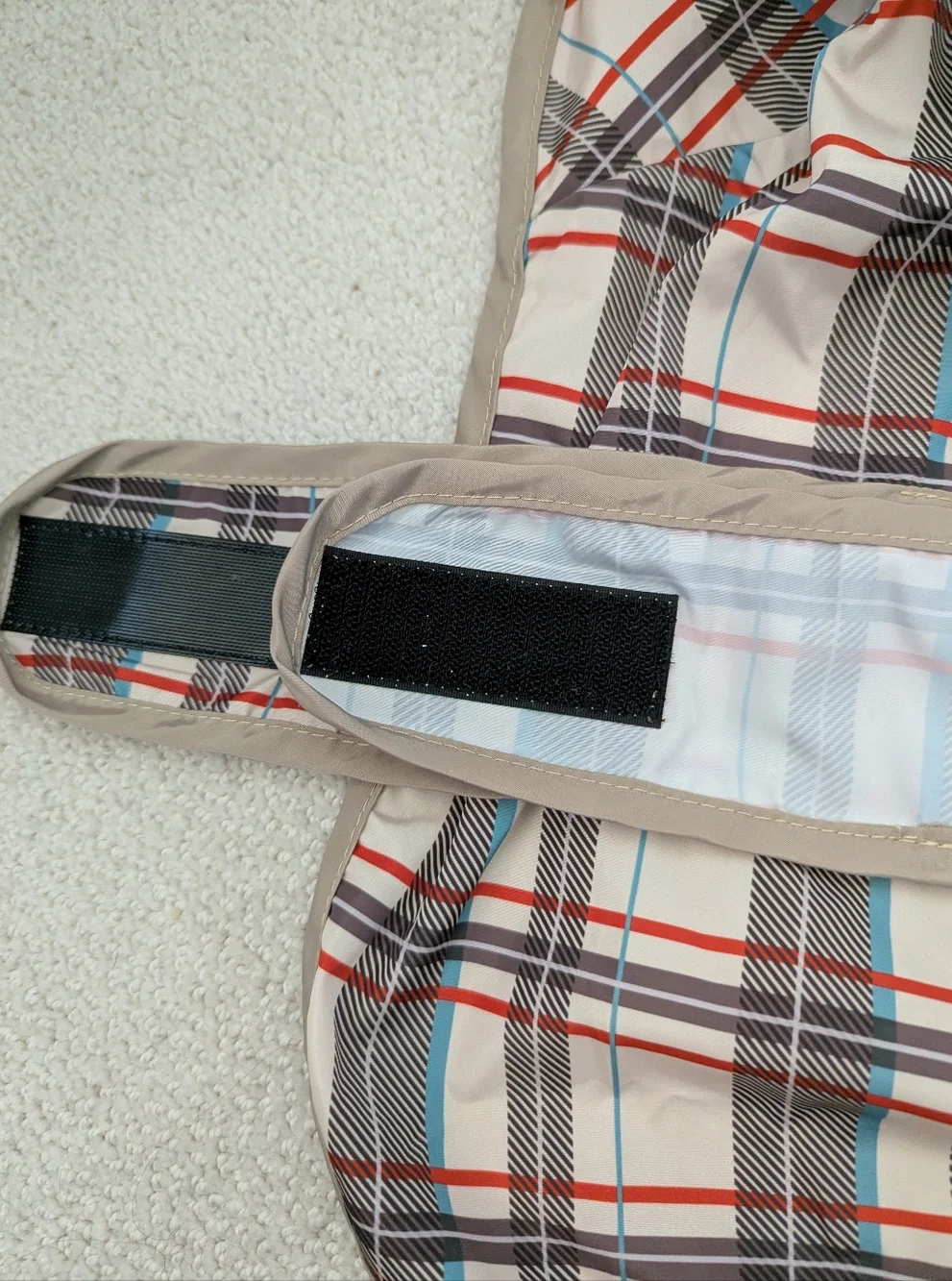 Plaid Velcro Rain Coat with Reflective Accents For Small Dog